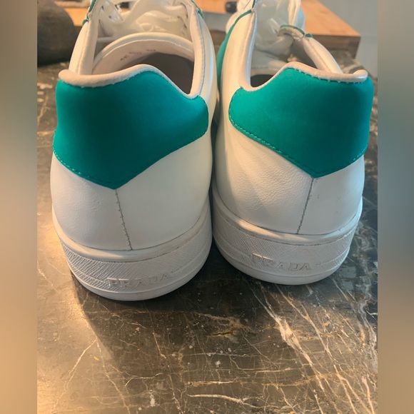 Prada Men's White and Green Sneakers - Picture 4 of 7
